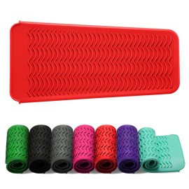 ZAXOP Resistant Silicone Mat Pouch for Flat Iron, Curling Iron,Hot Hair Tools (Red)