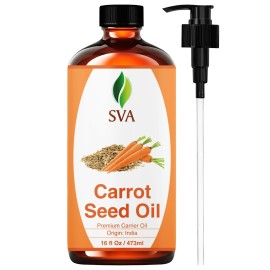 SVA Carrot Seed Oil - 16 Fl Oz - 100% Natural Cold Pressed Carrot Oil - for Face, Skin Care, Hair Care, Scalp Massage & Body Massage - Carrier Oil