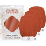 Natural Elephant Exfoliating Hammam Glove | Authentic Moroccan Kessa Body Scrub Mitt for Spa-Quality Skin Renewal | Burnt Orange Pack of 3