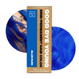 Good Dye Young Semi-Permanent Hair Color, Vegan and Cruelty-Free Blue Hair Dye, Last up to 24 Washes, Non-Damaging Conditioning Hair Color (5FL OZ, Blue Ruin)