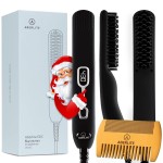 Aberlite EDC - Men\'s Professional Heated Beard Straightening Brush and Grooming Tool (for 0.5 inch plus Beards) (Black)