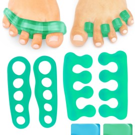 ViveSole Toe Separators for Men & Women Small (2 Pairs) - Silicone Gel Spreaders - Therapeutic Spa Stretchers for Plantar Fasciitis, Bunions, Overlapping Hammer Toe Spacers - Metatarsal Yoga Cushion