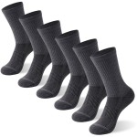 FOOTPLUS 6 Pairs Copper Hiking Running Socks,Mid Calf Thick Cushioned Camping Trekking Arch Support Odor Free Moisture Wicking Jogging Climbing Socks,Dark Grey, Medium