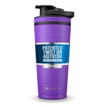 Ice Shaker Insulated Stainless Steel Shaker Bottle | 26oz, Purple | Cold for 30+ Hours | Insulated Cup with Twist-on Agitator | Odor-Free Bottle for Protein Shakes, Water, Smoothies, Cocktails