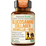 Glucosamine Chondroitin MSM with Hydrolyzed Collagen Peptides - Joint Support Supplement with Quercetin, Bromelain & Boswellia Extract - Collagen pills for Hair Skin Nails - FSA Eligible 120 Caps