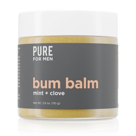 Pure for Men Bum Balm | Raw Lotion for Men | All Purpose Skin Hydration and Deodorizing Balm | Raw Shea Butter, Mint and Clove | 3.8 oz.