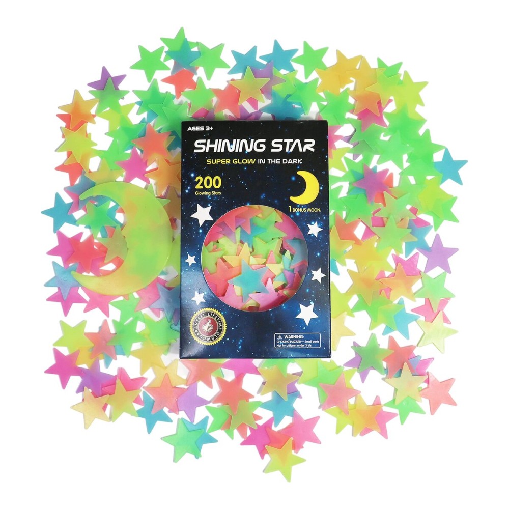 Glow in The Dark Stars Stickers for Ceiling, Adhesive 200pcs 3D Glowing Stars and Moon for Kids Bedroom,Luminous Stickers Create a Realistic Starry Sky,Room Decor,Wall Stickers