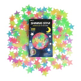 Glow in The Dark Stars Stickers for Ceiling, Adhesive 200pcs 3D Glowing Stars and Moon for Kids Bedroom,Luminous Stickers Create a Realistic Starry Sky,Room Decor,Wall Stickers