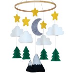 Baby Crib Mobile - Wooden Hanging Nursery Baby Mobile for Crib, Nursery Decor for Boys & Girls, Perfect Shower Gift (Starry Woodland Night, Long Evergreen) Also Fits Bassinets, Sorrel + Fern