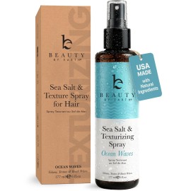 Beauty by Earth Sea Salt Spray for Textured Beach Waves & Volume - USA Made with Organic Ingredients, Texturing and Volumizing Spray for Fine Hair for Men & Women