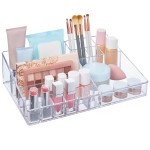 STORi Audrey Clear Vanity Makeup Organizer | 15-Compartment Holder for Brushes, Eyeshadow Palettes, & Beauty Supplies | Stacks on Audrey Storage Drawers | Made in USA