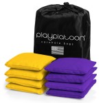 Play Platoon Weather Resistant Cornhole Bags - Set of 8 Regulation Size - Purple &Yellow - Durable Duck Cloth for Tossing Game, Includes Tote Bag