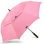 ZOMAKE Golf Umbrella Windproof, Extra Large Oversized Heavy Duty Double Canopy for Rain, Sports Games & Push Cart(68inch,Pink)