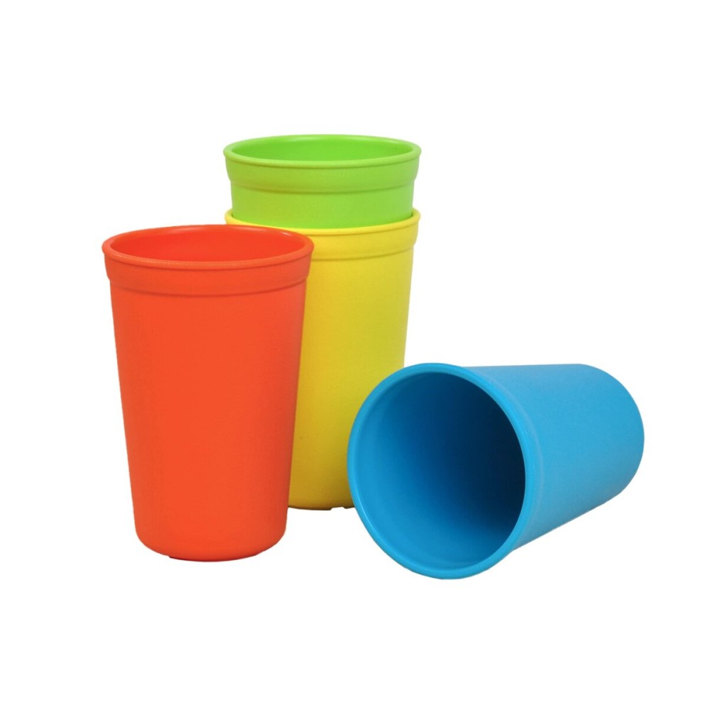 Re-Play Toddlers Open Cups - 10 Oz. Reusable and Stackable Kids Open Cups, Dishwasher/Microwave Safe - Made in USA - Set of 4-4.75 x 3.25 - Preschool