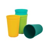 Re-Play Toddlers Open Cups - 10 Oz. Reusable and Stackable Kids Open Cups, Dishwasher/Microwave Safe - Made in USA - Set of 4-4.75 x 3.25 - Aqua Asst