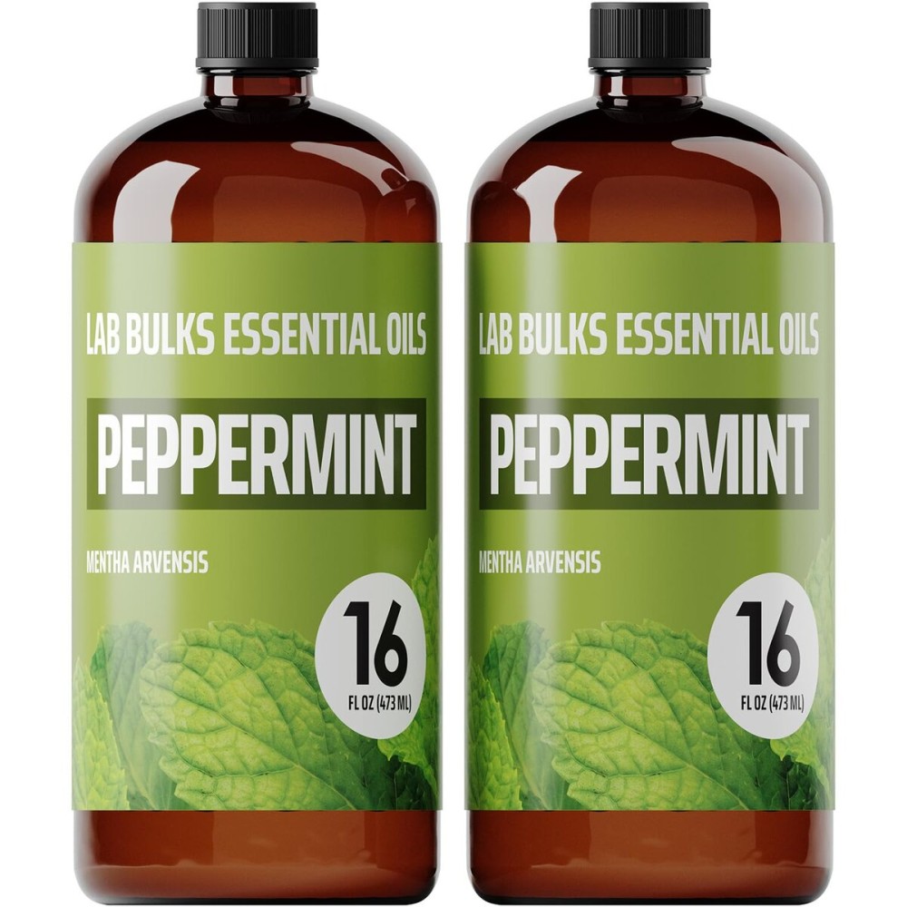 Lab Bulks Essential Oil Peppermint Essential Oil (16 oz, 2 Pack) - Bulk Peppermint Oil for Diffusers, Candles, Cleaning & Sprays