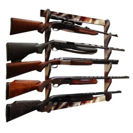 Rush Creek Creations Indoor Gun Rack for up to 5 Rifles or Shotguns, Premium Wood Construction with Scratch-Resistant Finish Gun Storage for Firearms, Alternative for Gun Safe for Rifles and Pistols