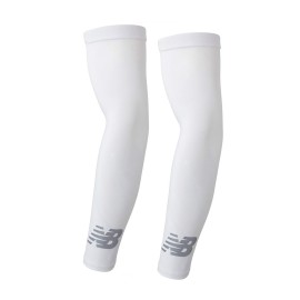 New Balance Unisex Outdoor Sports Compression Arm Sleeves, Arm Warmer, White, Large/X-Large(1 Pair)