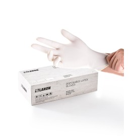 LANON 5 mil Latex Disposable Gloves, Food-Contact Grade, Powder-Free, Fully Textured, White, Small