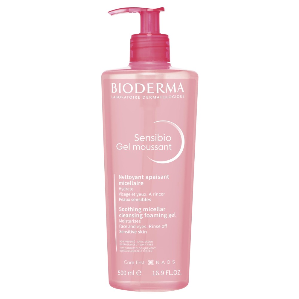 Bioderma Sensibio Foaming Gel Gentle Face Cleanser, Cleansing and Makeup Removing Refreshing Feeling for Sensitive Skin, Unscented, 16.9 Fl Oz