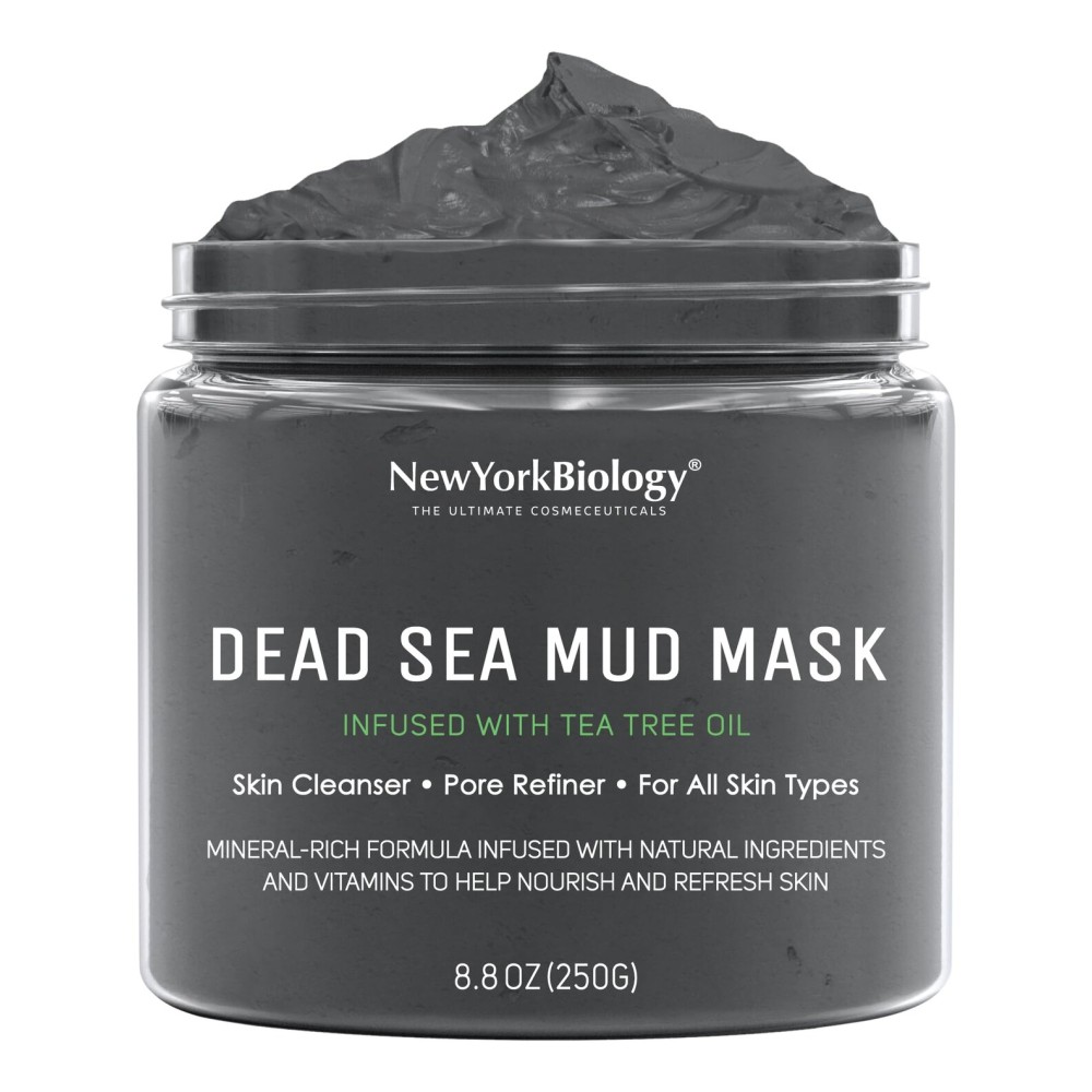 New York Biology Dead Sea Mud Mask for Face and Body | with Tea Tree | Spa Quality Pore Refiner for Oily Skin | Natural Skincare for Women & Men | Tighten Skin for A Healthier Complexion | 8.8 oz