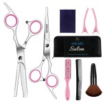 Sirabe 9 PCS Hair Cutting Scissors Thinning Shears Kit, Professional Haircut Scissors Set, Barber Hairdressing Texturizing Shears Tools for Salon Home Men Women Kids Adults Pet