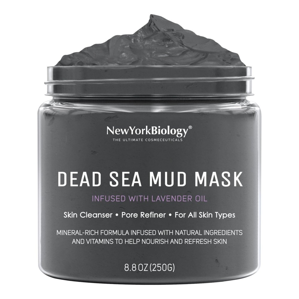 New York Biology Dead Sea Mud Mask for Face and Body | with Lavender | Spa Quality Pore Refiner for Oily Skin | Natural Skincare for Women & Men | Tighten Skin for A Healthier Complexion | 8.8 oz