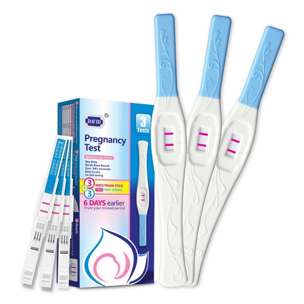 DAVID Pregnancy Test 3 hcg midstream & 3 Test Sticks