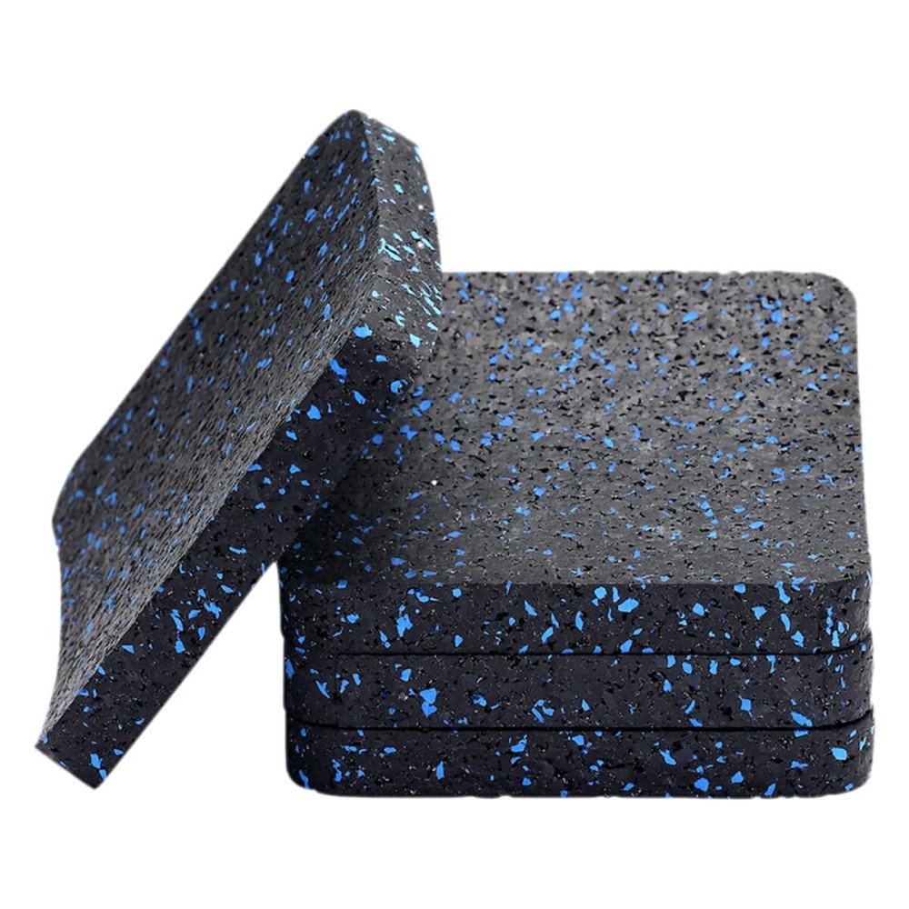 Treadmill Mat Pads, Exercise Equipment Mat with High Density Rubber for Protect Floors 3.94 x 3.94 x 0.5 (4 PCS) Black