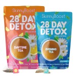 Skinny Boost Detox Tea Kit- 2 PACK -1 Daytime (28 Bags) + 1 Evening -(14 Bags) - Herbal Detox for Weight, Metabolism, Energy, Bloating & Colon Cleanse - Green Tea, Vegan, Keto, Non-GMO, Sugar-Free