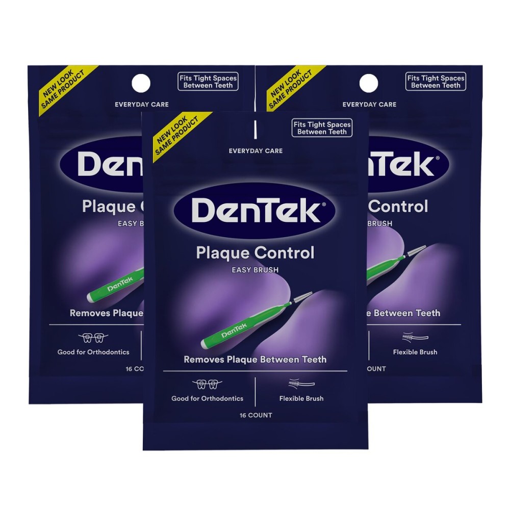 DenTek Easy Brush Plaque Control Interdental Cleaners, Tight, 16 Count, 3 Pack