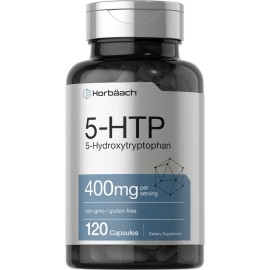 Horbach 5HTP 400mg Capsules | 120 Count | Extra Strength Supplement | Non-GMO, Gluten Free | 5 Hydroxytryptophan