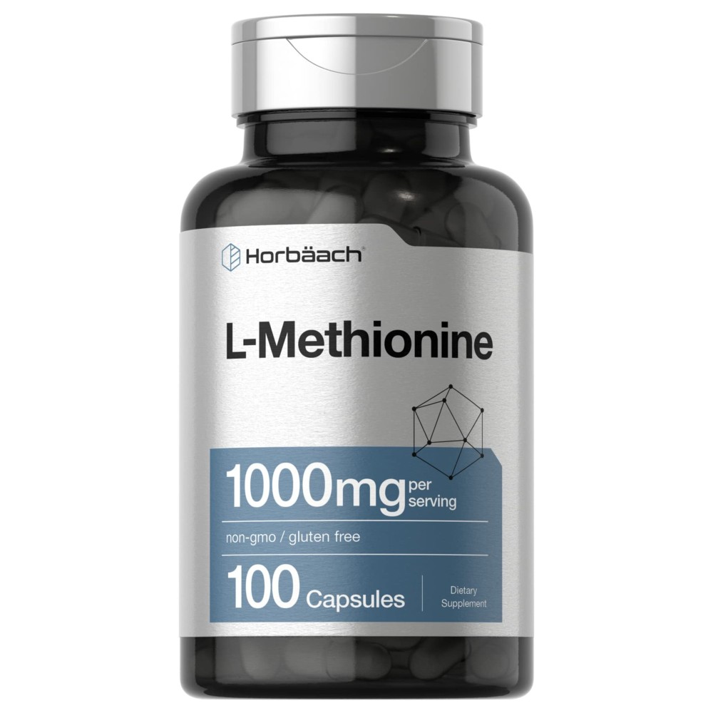 Horbach L-Methionine 1000mg | 100 Capsules | Non-GMO, Gluten Free | Free Form Supplement
