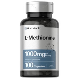 Horbach L-Methionine 1000mg | 100 Capsules | Non-GMO, Gluten Free | Free Form Supplement
