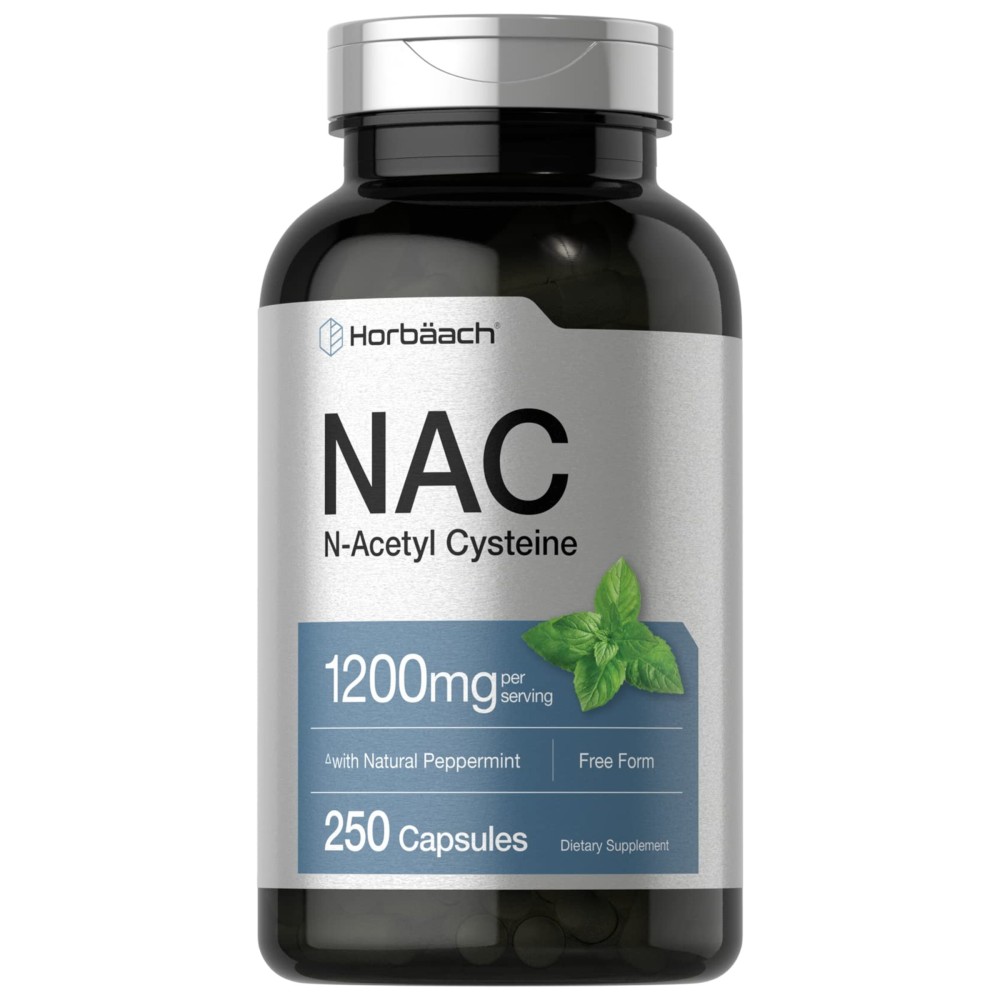 Horbach NAC Supplement N-Acetyl Cysteine 1200mg | 250 Powder Capsules | for Women and Men | with Natural Peppermint | Non-GMO, Gluten Free