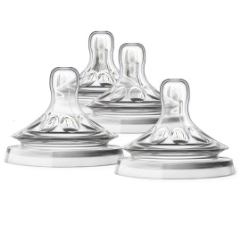 Philips Avent Natural Baby Bottle Fast Flow Nipple, 6M+, Flow 4, SCF654/43, (Pack of 4)