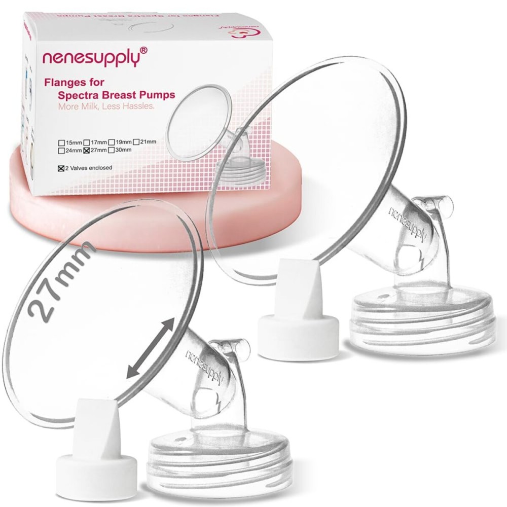 Nenesupply 27mm 2 pc Flanges Duckbill Valves Compatible with Spectra S2 S1 9 Plus Synergy Gold Breastpump Replacement to Spectra Pump Parts Flange Accessories Wide Mouth Work with Backflow Protector