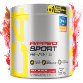 Cellucor C4 Ripped Sport Pre Workout Powder Fat Burner - NSF Certified for Sport + Sugar Free Preworkout Energy Supplement for Men & Women - 135mg Caffeine + Weight Loss - Fruit Punch, 30 Servings