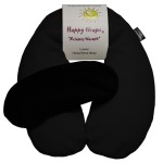 Happy Wraps Microwavable Herbal Neck Wrap - Hot Cold Aromatherapy Neck Warming Pillow - Heating Pad for Migraines, Stress, Gifts for Women, Birthdays, Christmas and Free Sleep Mask - Black