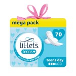 Lil-Lets Teens Day Pads with Wings - 70 Count Period Pads - Thin, Super Absorbent Sanitary Napkins, Soft & Breathable, Fragrance-Free - First Periods, Light to Medium Days *Packaging May Vary*