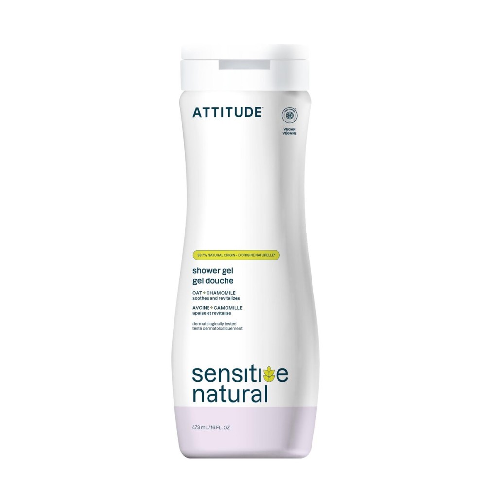 ATTITUDE Body Wash for Sensitive Skin with Oat and Chamomile, EWG Verified, Dermatologically Tested, Vegan, 16 Fl Oz