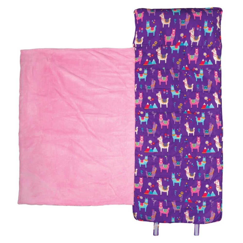 Stephen Joseph, Toddler All Over Print Nap Mat with Soft Blanket and Removable Pillow for Boys & Girls, Kids Sleeping Bag for Elementary, Daycare, Preschool with Carry Handle, Llama