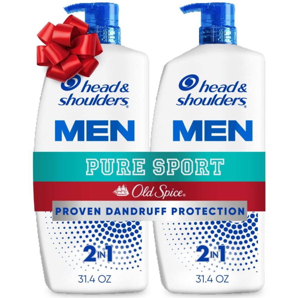 Head & Shoulders Anti-Dandruff Shampoo and Conditioner, Old Spice Pure Sport Men\'s 2-in-1 Twin Pack, 1% Pyrithione Zinc, Dandruff Shampoo for Men, 31.4 fl oz Each