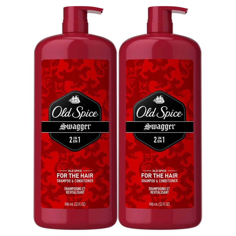Old Spice, Shampoo and Conditioner 2 in 1, Swagger for Men, 32 Fl Oz, Pack of 2 - Old Version