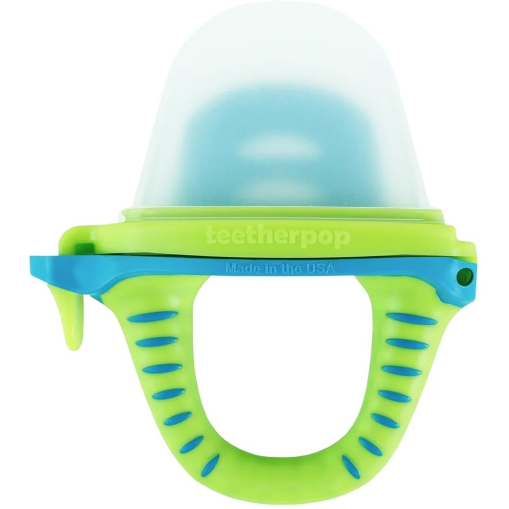 Teetherpop Fillable Silicone Teether for Babies - Breastmilk Popsicle Molds for Teething with Spill-Proof Sippy Slits - Freezable Baby Teethers for Liquids & Pures - Cooling Teething Relief LimonTeal