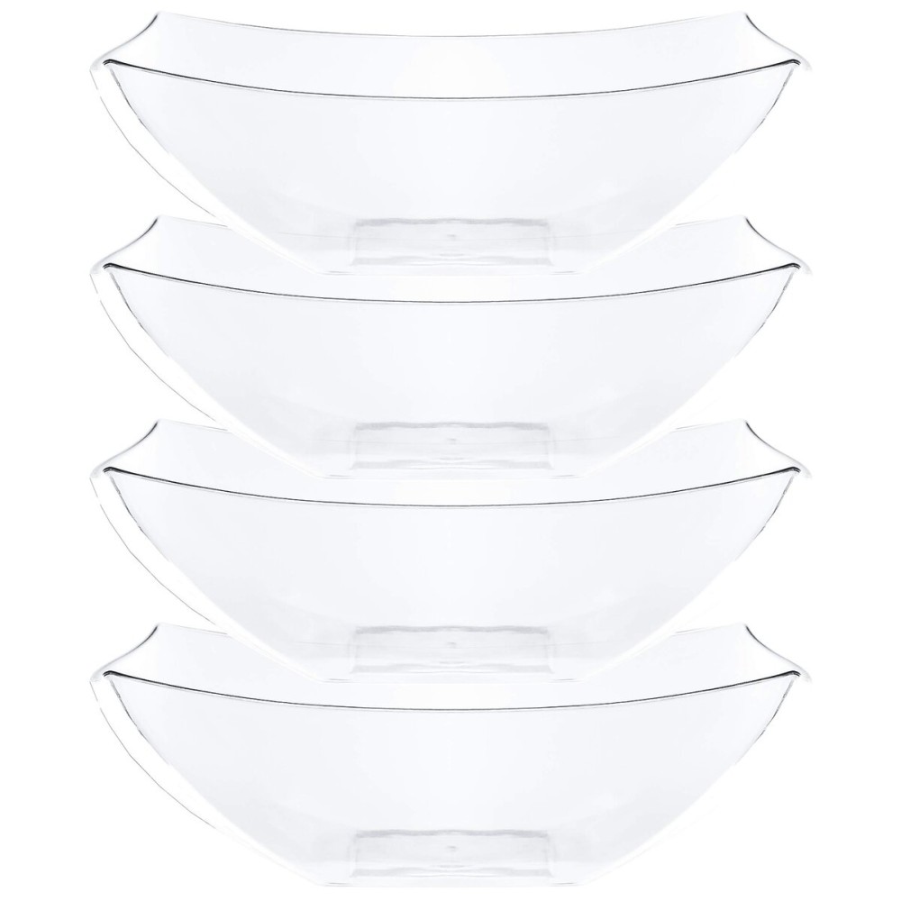 PLASTICPRO Disposable 128 ounce Square Serving Bowls, Party Snack or Salad Bowl, Extra Large Plastic Crystal Clear Pack of 4
