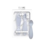 ezpz Tiny Spoon (2 Pack in Pewter) - 6 Months+ - 100% Silicone Spoon for Baby Led Weaning + Purees - Designed by a Pediatric Feeding Specialist - Shower Essentials & Gifts