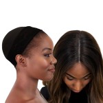 MILANO COLLECTION WiGrip Comfort Band with 9 Pack Nylon Wig Cap Liners Combo, Non-Slip Velvet Wig Grip Band & 9 Elastic Caps, Adjustable, One Size Fits All, Black