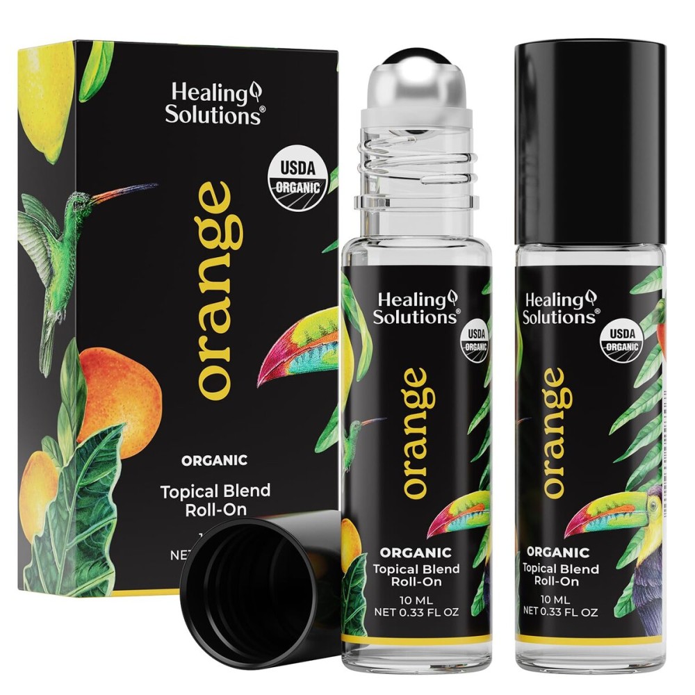 Healing Solutions (2 Pack) Sweet Orange Essential Oil Roll On - USDA Certified, for Perfume & Skin - Orange Oil Roller - Roll On Perfume