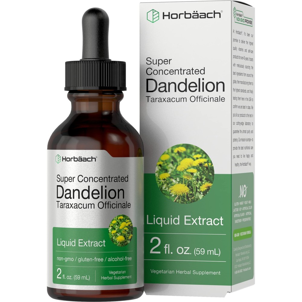 Horbach Dandelion Root Extract Supplement | 2 fl oz | Super Concentrated | Alcohol Free Liquid Tincture | Vegetarian, Non-GMO, Gluten Free